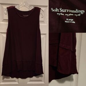 Soft Surroundings Eden Tiered Tunic Tank • High-Low Hem • Relaxed Fit • XLarge